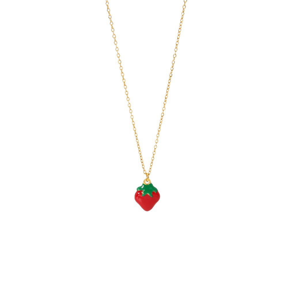Colliers Pendentifs Pour Femmes, Collection Romantique, Motif Fraise Douce, En Acier Inoxydable Étanche Image5