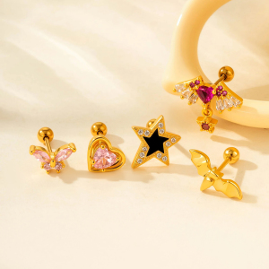 Boucles D'Oreilles À Tige En Acier Titane Et Zircon Pour Femme, 1 Pièce, Cœur Brillant h5 Image4