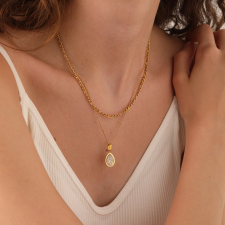 Colliers pendentifs pour femmes, collection Simple Series Elegant Droplet, en acier inoxydable étanche