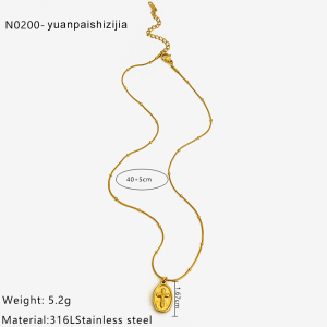 Collier Pendentif Croix En Acier Inoxydable Étanche Couleur Or (1 Pièce) h5 Image2