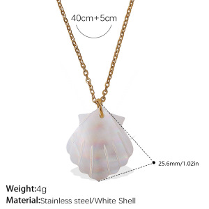 Collier Pendentif Coquillages Couleur Or 1 Pièce h5 Image2