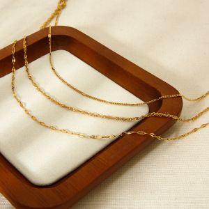Colliers Superposés Pour Femmes, En Acier Inoxydable Imperméable, Collection Simple Series Daily Chain h5 Image3