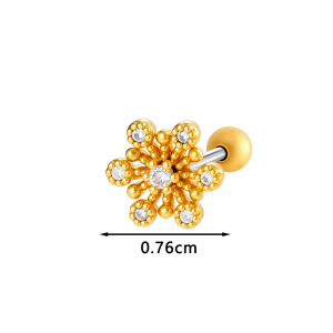Boucles D'Oreilles Piercing Pour Femme, 1 Pièce, Étoile, Cuivre, Couleur Or, Zircon h5 Image2