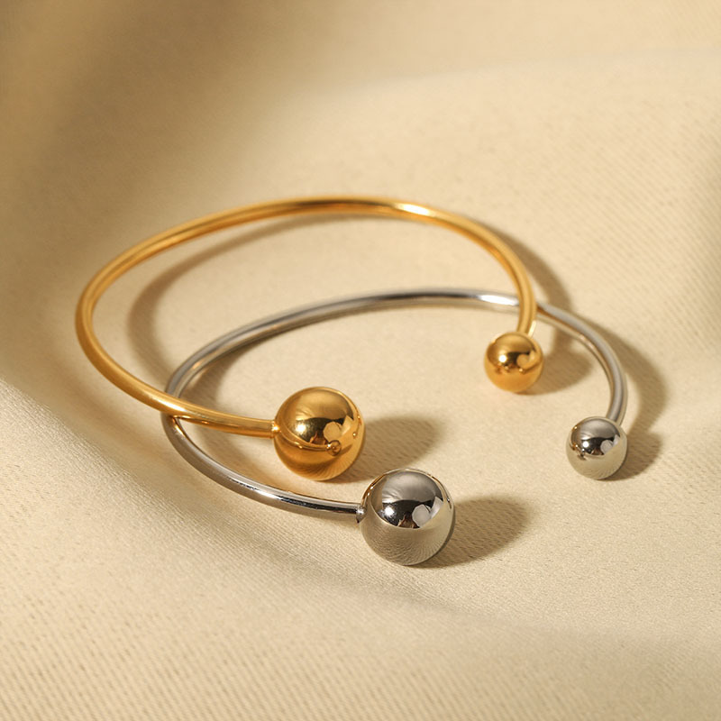 Bracelet Simple En Acier Inoxydable Étanche Couleur Or (1 Pièce) Image2