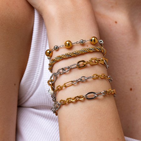 Bracelet femme Simple Series Daily Chain en acier inoxydable étanche couleur or