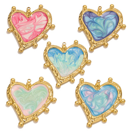 Pendentif cœur en acier inoxydable étanche pour femme, collection romantique (1 pièce) 2