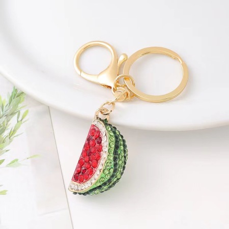 Porte-clés simple en alliage, cristal et strass, mignon et fruité 2