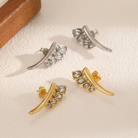 Boucles d'oreilles puces pour femme, style géométrique simple, en acier inoxydable étanche (1 paire)