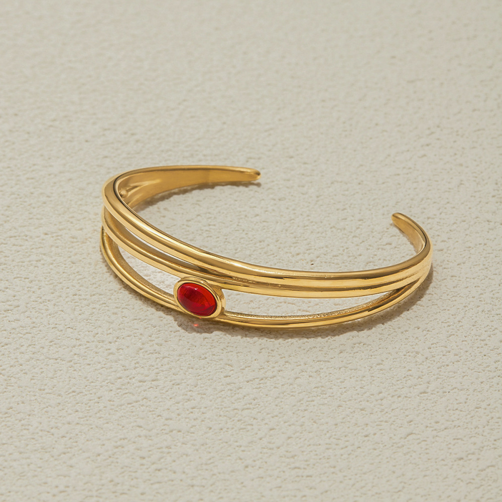 Bracelet Classique Pour Femme, En Acier Inoxydable, Couleur Or, Étanche (1 Pièce) Image6