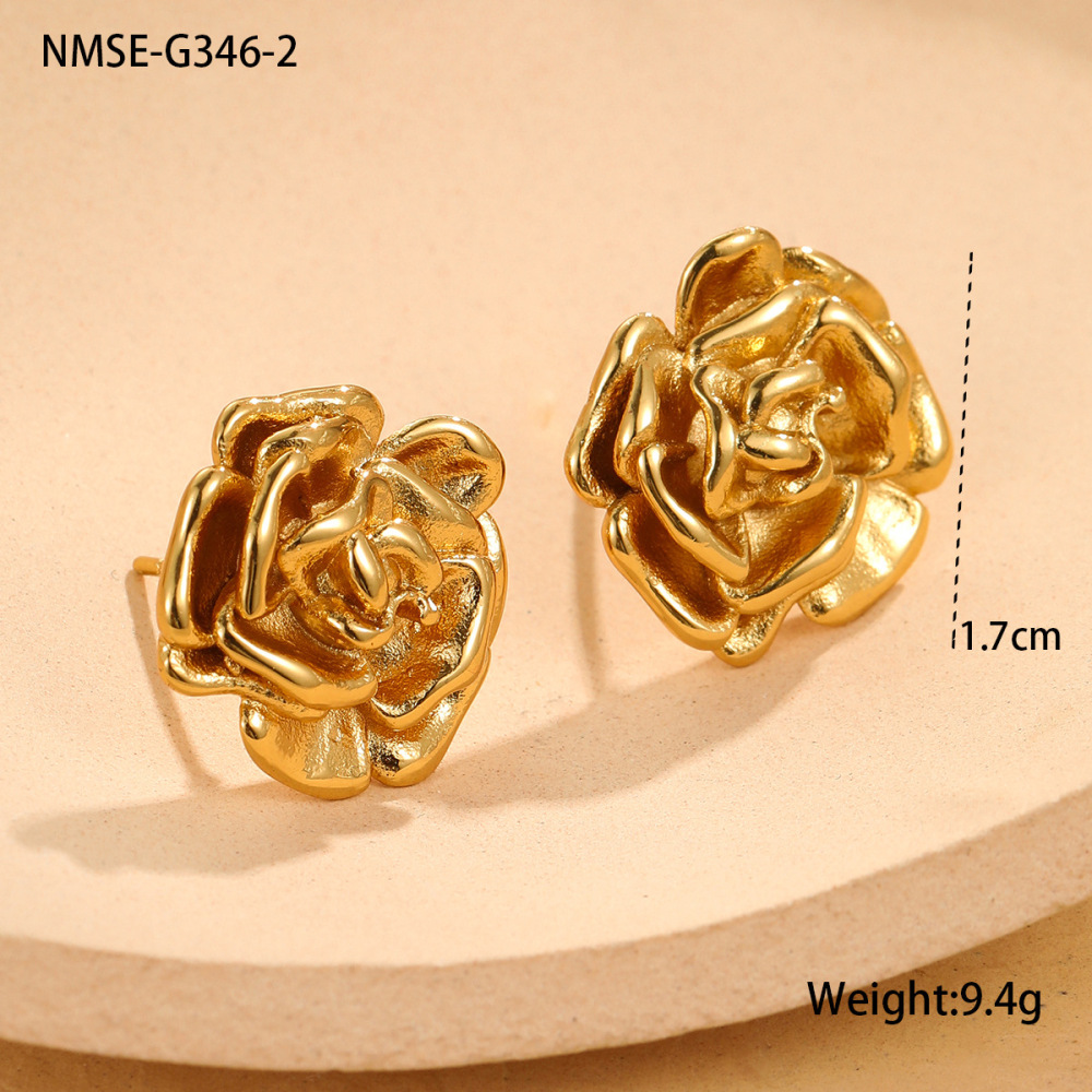Boucles D'Oreilles Puces Daily Flower Pour Femmes, En Acier Inoxydable Étanche, Couleur Or