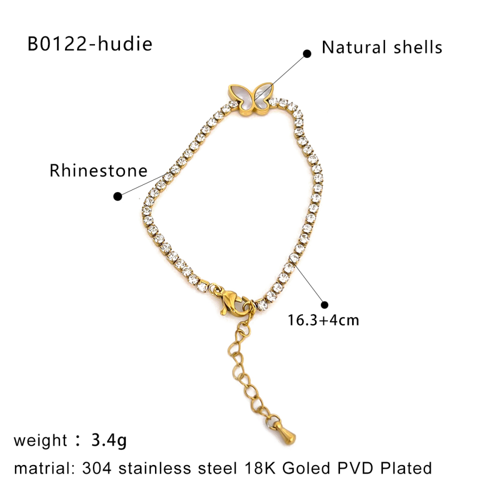 Bracelet À Breloques En Acier Inoxydable Doré, Étanche, Avec Fleur (1 Pièce). Image2