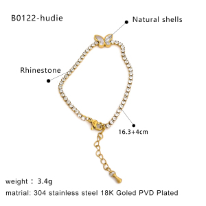 Bracelet À Breloques En Acier Inoxydable Doré, Étanche, Avec Fleur (1 Pièce). h5 Image2