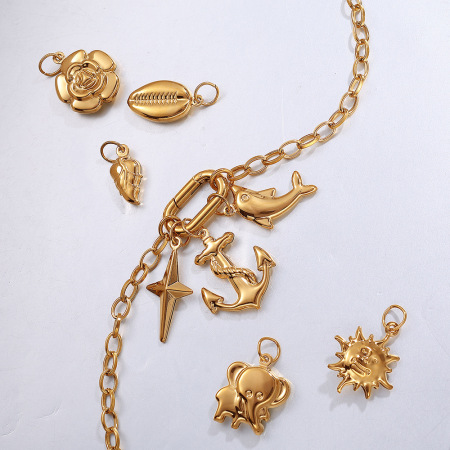 Pendentif DIY étanche en acier inoxydable couleur or (1 pièce)
