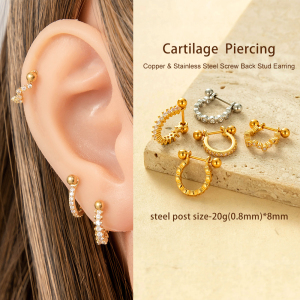1 Pièce De Boucles D'Oreilles Piercing En Zircon Couleur Or Cuivré h5 Image4