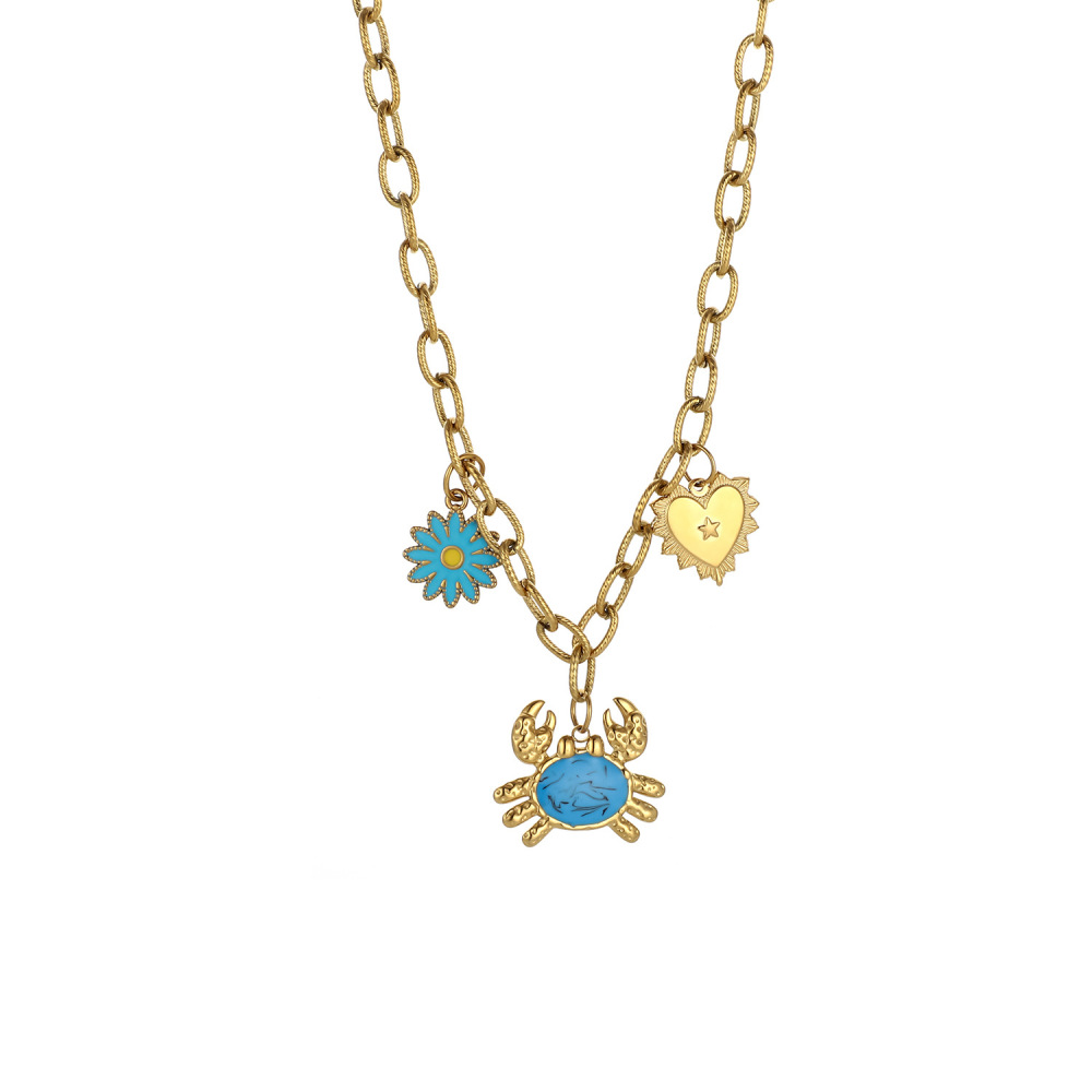 Collier Pendentif Cœur Étanche En Acier Inoxydable Pour Femme (1 Pièce)