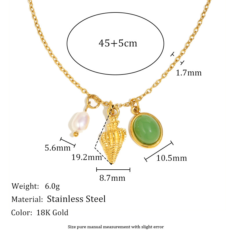 Collier Pendentif Femme Polyvalent En Acier Inoxydable Étanche Avec Motif Coquillage Image4