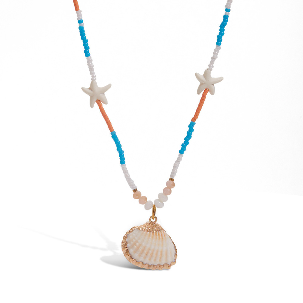 Collier Pendentif Femme En Acier Inoxydable Étanche, Motif Coquillage (1 Pièce)