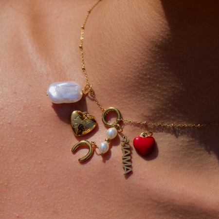 Collier Pendentif Femme En Forme De Cœur, Style Diy, En Acier Inoxydable, Couleur Or, Étanche. 2