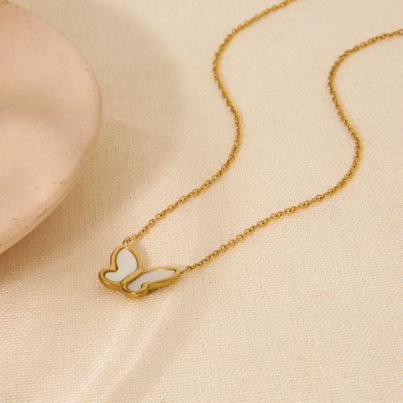 Colliers pendentifs pour femmes, en acier inoxydable étanche, avec nœud papillon romantique 2
