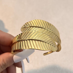 Bracelet Manchette Étanche En Acier Inoxydable Couleur Or (1 Pièce) h5 