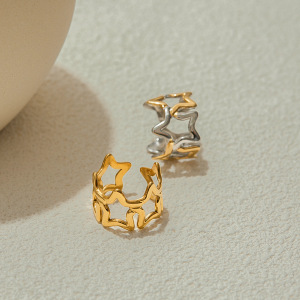 Bague Classique Star En Acier Inoxydable Étanche Couleur Or (1 Pièce) h5 Image6