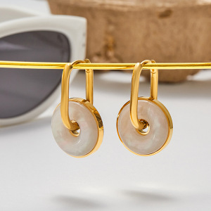 1 Paire De Boucles D'Oreilles Créoles Annulaires Élégantes En Acier Inoxydable Étanche Couleur Or Pour Femme h5 Image3