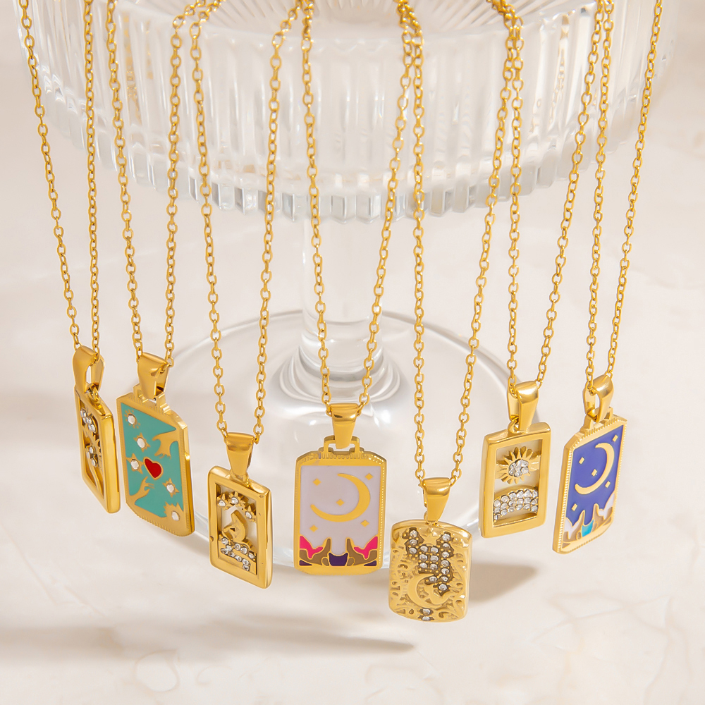 Collier Pendentif Tarot Étanche En Acier Inoxydable (1 Pièce) Image3