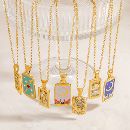 Collier pendentif tarot étanche en acier inoxydable (1 pièce) 2