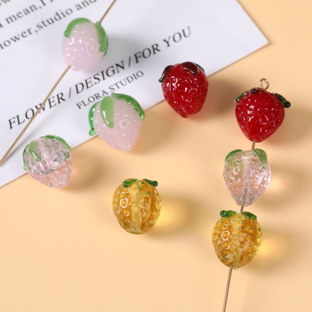 1 Pièce De Perles De Verre À Motif De Plantes Douces, Série Simple Image4