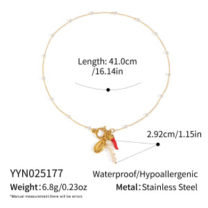 Collier Pendentif Chili Charm En Acier Inoxydable Étanche Couleur Or (1 Pièce) h5