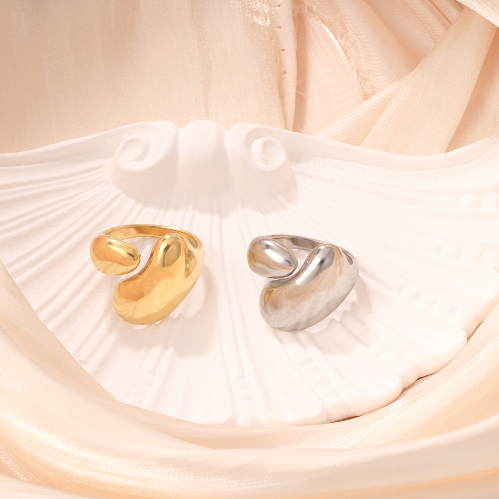 Bague Simple Classique Géométrique En Acier Inoxydable Étanche Couleur Or (1 Pièce) Image5