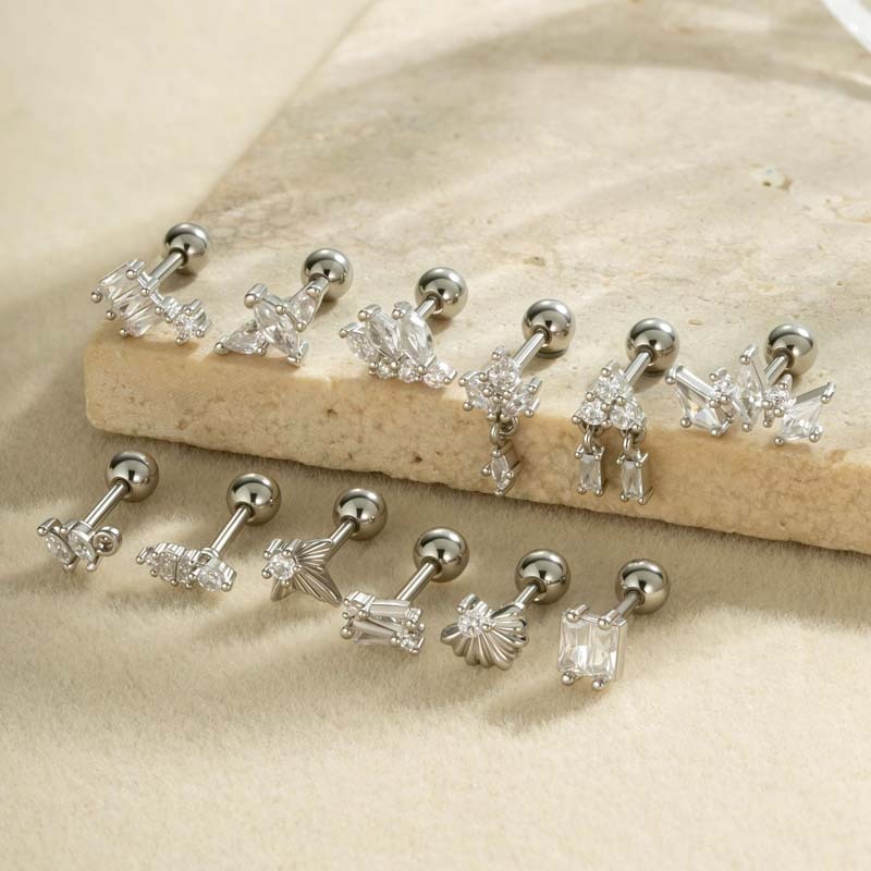 Boucles D'Oreilles Piercing Exquises En Cuivre Doré Et Zircon Pour Femmes, 1 Pièce h5Image3