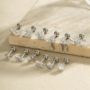 Boucles D'Oreilles Piercing Exquises En Cuivre Doré Et Zircon Pour Femmes, 1 Pièce h5 Image3
