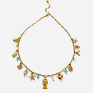 Collier Pendentif Oceanic En Acier Inoxydable Étanche Couleur Or (1 Pièce) h5