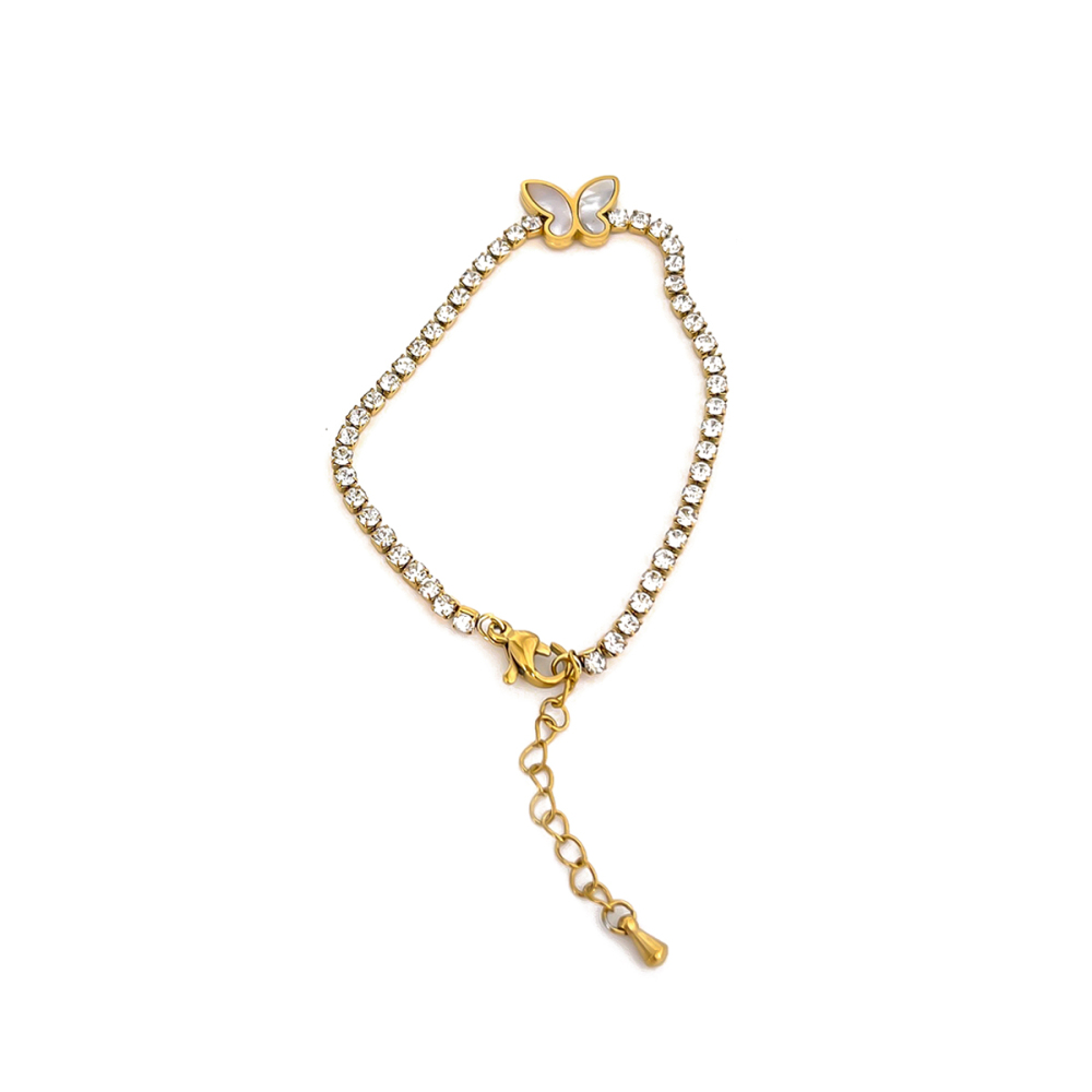 Bracelet À Breloques En Acier Inoxydable Doré, Étanche, Avec Fleur (1 Pièce). 