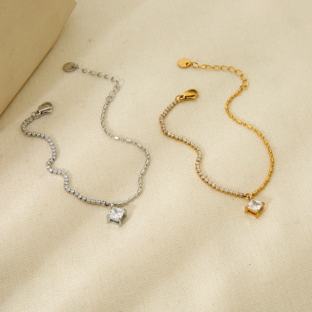 Bracelets à maillons pour femmes, style géométrique quotidien, en acier inoxydable, étanches, de la collection Simple Series