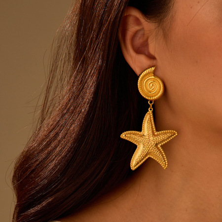 Boucles d'oreilles pendantes pour femmes, motif tortue de vacances, en acier inoxydable, étanches, couleur or.