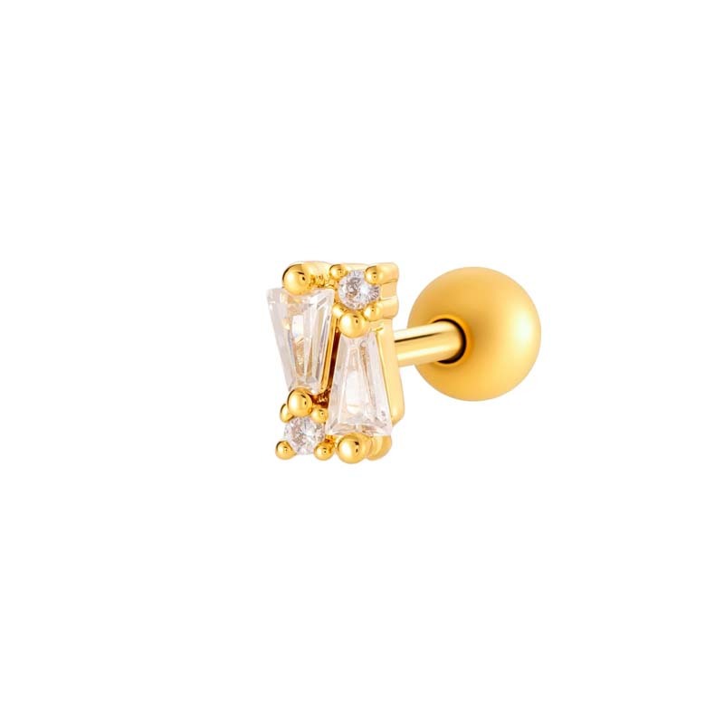 Boucles D'Oreilles Piercing Exquises En Cuivre Doré Et Zircon Pour Femmes, 1 Pièce