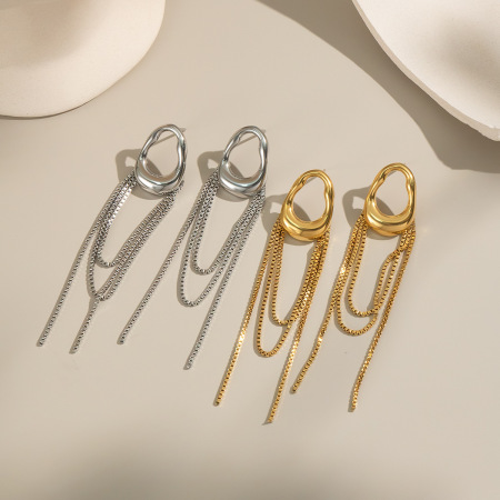 1 paire de boucles d'oreilles pendantes à pampilles couleur or