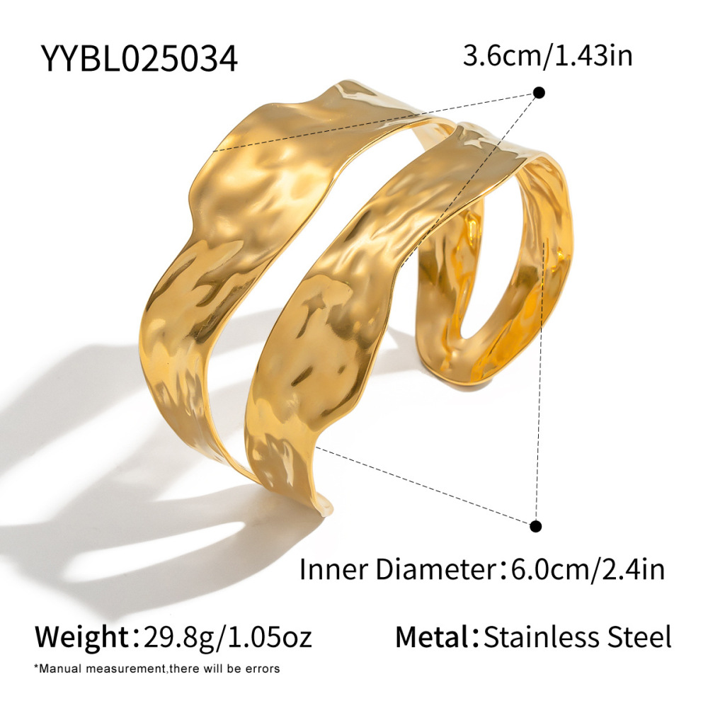 Bracelet Manchette Géométrique Étanche En Acier Inoxydable Doré (1 Pièce)