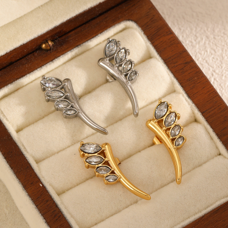 Boucles d'oreilles puces pour femme, style géométrique simple, en acier inoxydable étanche (1 paire) 2