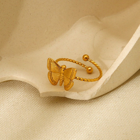 Bagues ajustables élégantes pour femmes, en acier inoxydable imperméable couleur or, motif animal.