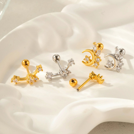 1 boucle d'oreille piercing en cuivre et zircon 2