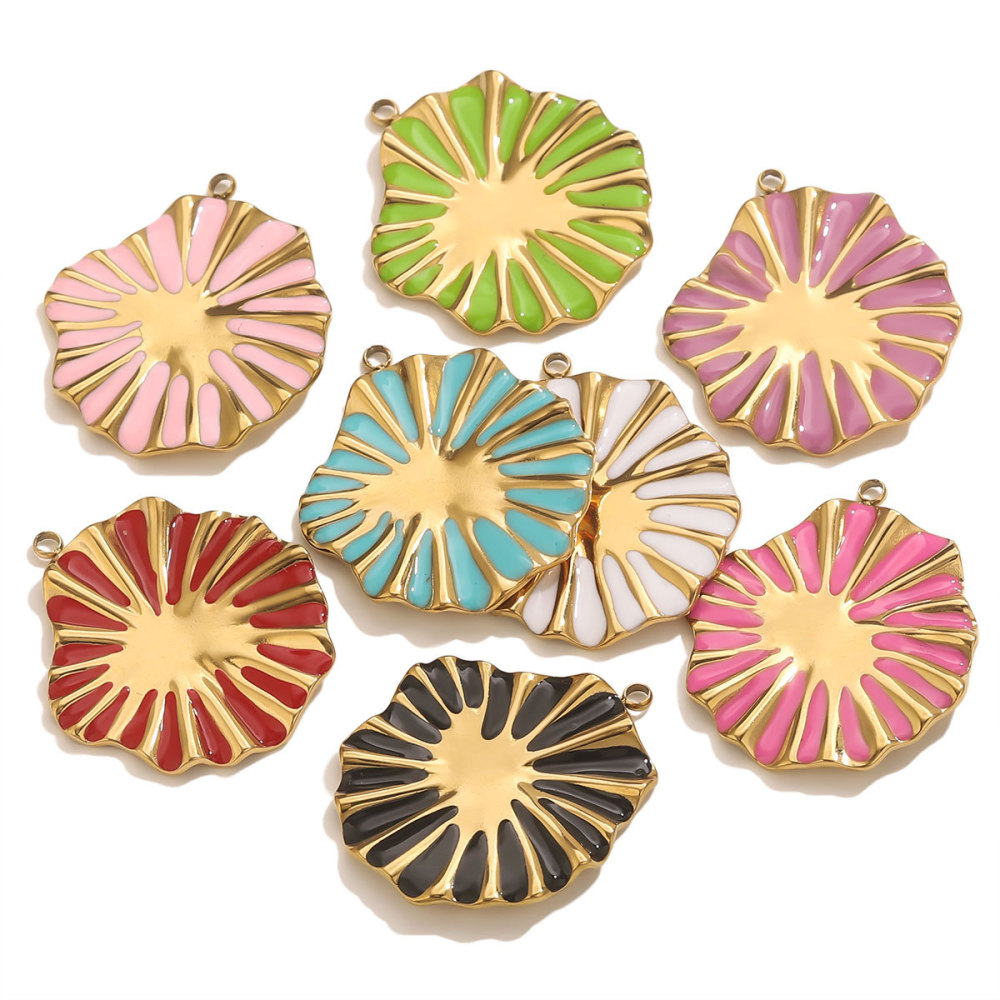 Pendentif Femme Étanche En Acier Inoxydable À Motif Floral (1 Pièce) Image5