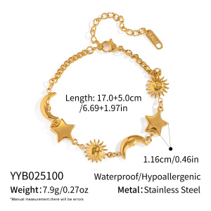 Bracelet À Breloques En Acier Inoxydable Doré, Couleur Lune (1 Pièce) h5