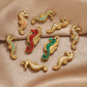 Pendentif Femme En Acier Inoxydable Doré, Motif Hippocampe (1 Pièce) h5 Image3