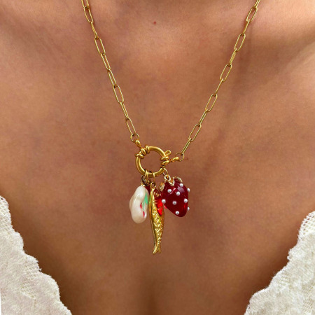 Collier pendentif en acier inoxydable doré, étanche, en forme de fruit (1 pièce)