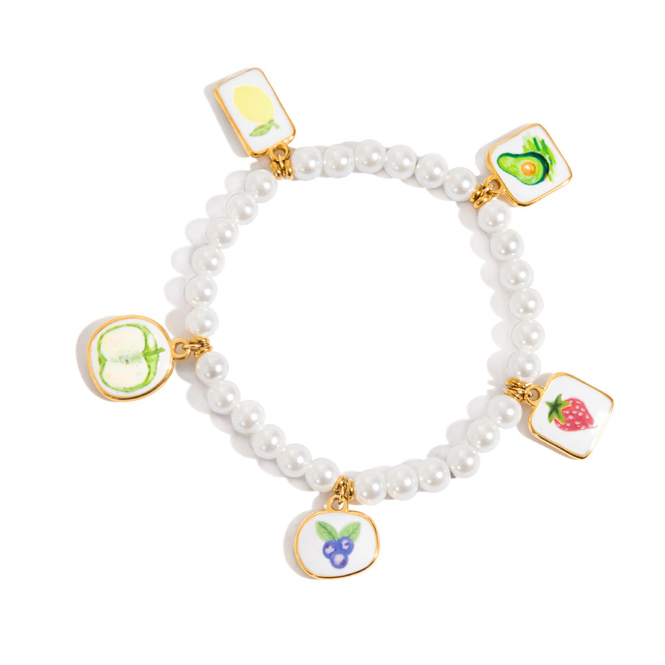 Bracelet À Breloques Romantique Pour Femme, En Acier Inoxydable Doré, Motif Cerise (1 Pièce). 