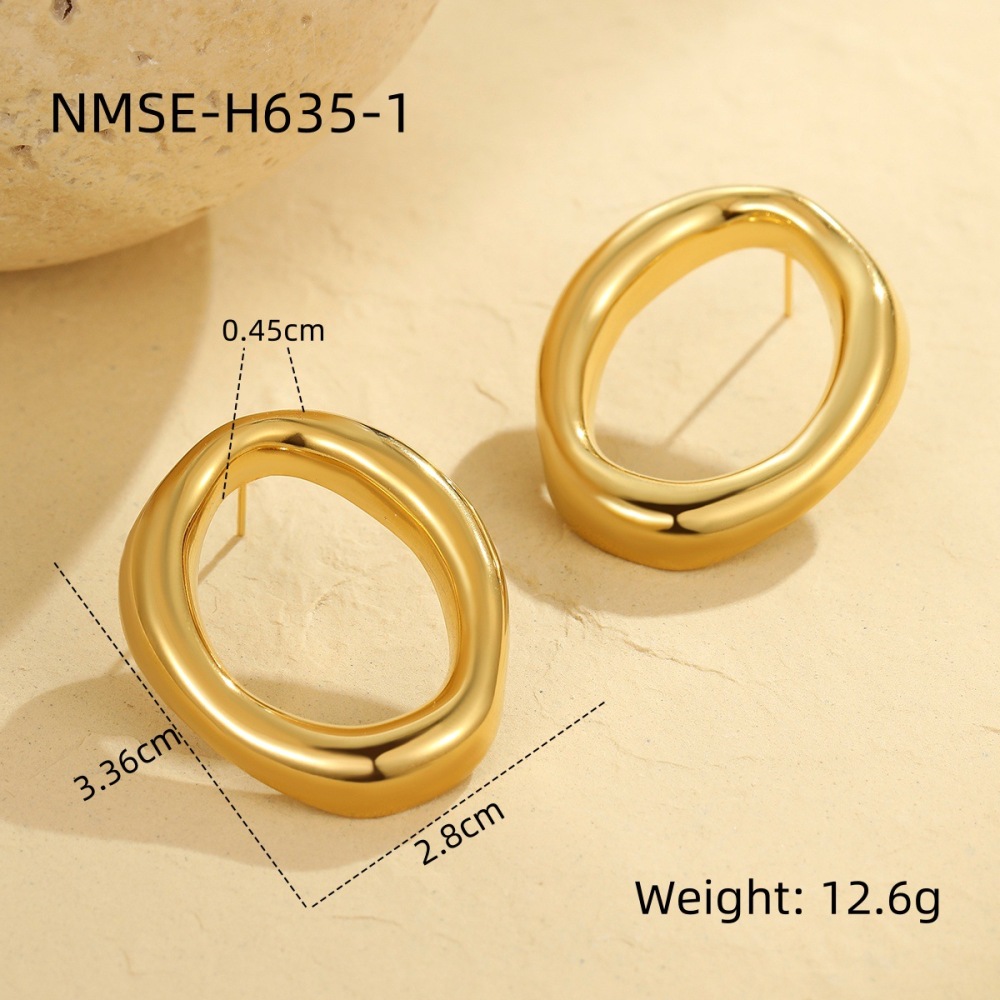 Boucles D'Oreilles Puces Pour Femmes, Style Géométrique Simple, En Acier Inoxydable Imperméable, Couleur Or 