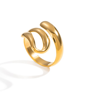 Bague Minimaliste Étanche En Acier Inoxydable Couleur Or (1 Pièce) h5 Image5